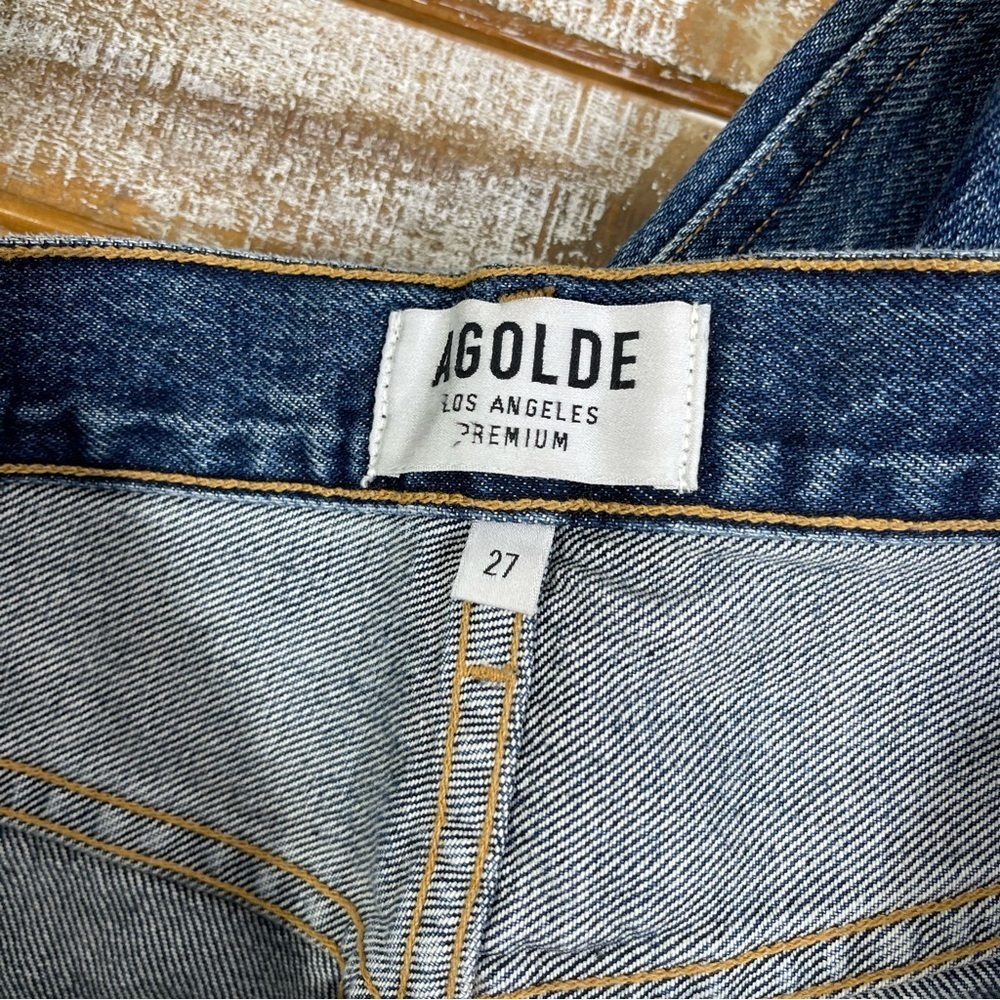 Agolde Womens 90s High Rise Loose Fit Distressed Blue Jeans Psyche Wash Size 27 - Picture 7 of 15